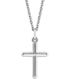 R41148 Necklace 14K White 20 X 10.4 Mm Polished Cross Necklace