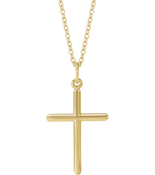 R41148 Necklace 14K Yellow 22.9 X 12.5 Mm Polished Cross Necklace
