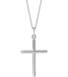 R41148 Necklace 14K White 22.9 X 12.5 Mm Polished Cross Necklace