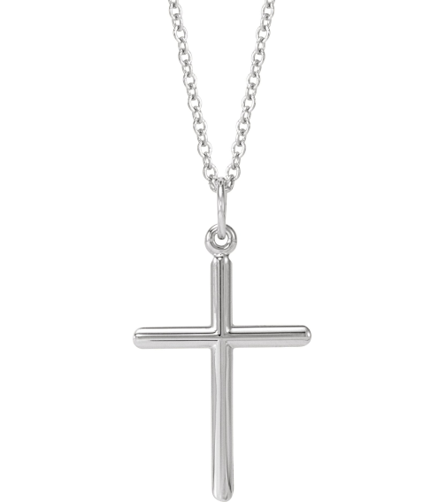 R41148 Necklace 14K White 22.9 X 12.5 Mm Polished Cross Necklace