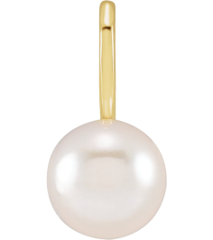 88001 Pendant Set 14K Yellow Pearl Cultured White Akoya Pearl 6 Mm Polished Cultured White Akoya Pearl Pendant
