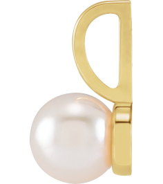 88001 Pendant Set 14K Yellow Pearl Cultured White Akoya Pearl 6 Mm Polished Cultured White Akoya Pearl Pendant