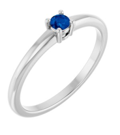 72314 Ring Set Platinum Natural Blue Sapphire Round 3 Mm Polished Natural Blue Sapphire Ring