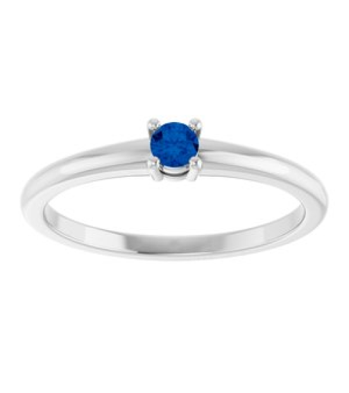 72314 Ring Set Platinum Natural Blue Sapphire Round 3 Mm Polished Natural Blue Sapphire Ring