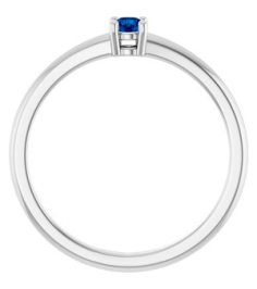72314 Ring Set Sterling Silver Natural Blue Sapphire Round 3 Mm Polished Natural Blue Sapphire Ring