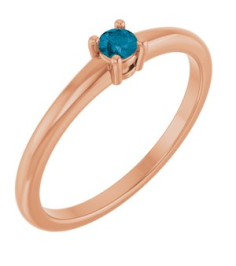 72314 Ring Set 14K Rose Natural London Blue Topaz Round 3 Mm Polished Natural London Blue Topaz Ring