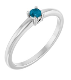 72314 Ring Set Sterling Silver Natural London Blue Topaz Round 3 Mm Polished Natural London Blue Topaz Ring