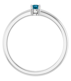 72314 Ring Set Sterling Silver Natural London Blue Topaz Round 3 Mm Polished Natural London Blue Topaz Ring