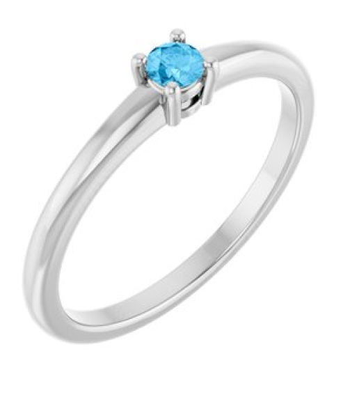 72314 Ring Set 14K White Natural Swiss Blue Topaz Round 3 Mm Polished Natural Swiss Blue Topaz Ring