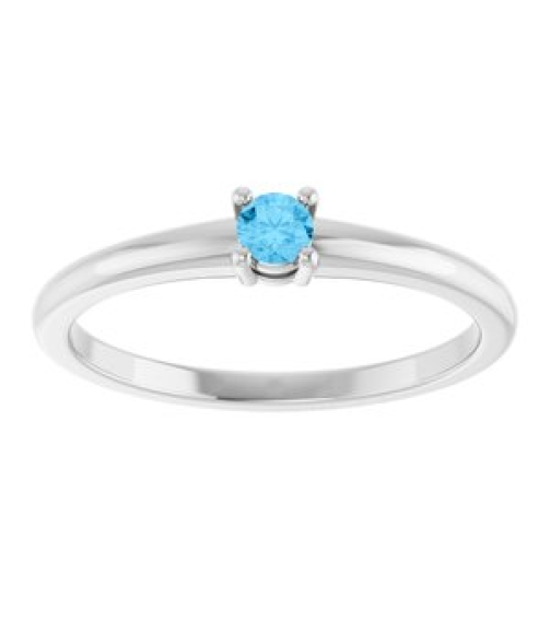 72314 Ring Set 14K White Natural Swiss Blue Topaz Round 3 Mm Polished Natural Swiss Blue Topaz Ring