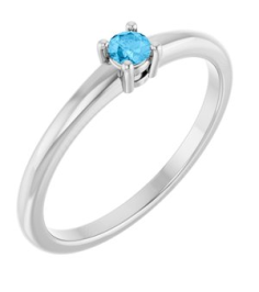 72314 Ring Set Platinum Natural Swiss Blue Topaz Round 3 Mm Polished Natural Swiss Blue Topaz Ring