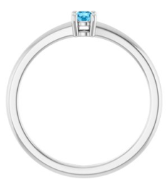 72314 Ring Set Sterling Silver Natural Swiss Blue Topaz Round 3 Mm Polished Natural Swiss Blue Topaz Ring