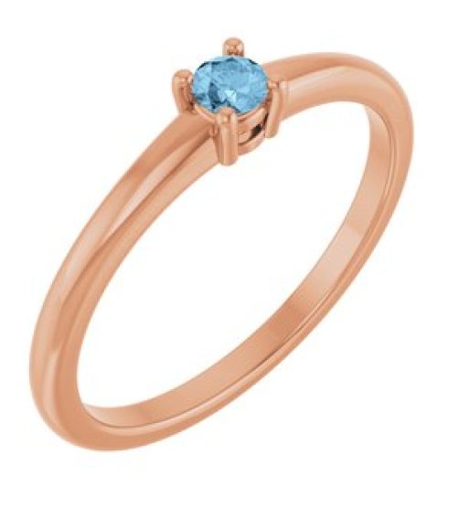 72314 Ring Set 14K Rose Natural Sky Blue Topaz Round 3 Mm Polished Natural Sky Blue Topaz Ring