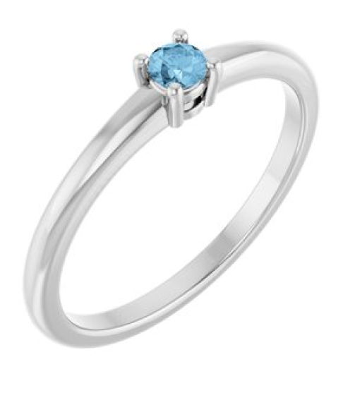72314 Ring Set Platinum Natural Sky Blue Topaz Round 3 Mm Polished Natural Sky Blue Topaz Ring
