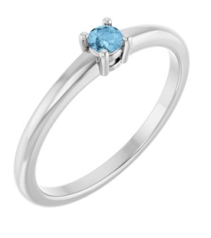 72314 Ring Set Sterling Silver Natural Sky Blue Topaz Round 3 Mm Polished Natural Sky Blue Topaz Ring