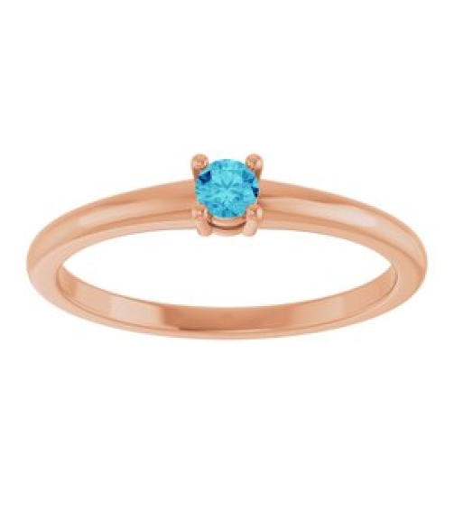 72314 Ring Set 14K Rose Natural Blue Zircon Round 3 Mm Polished Natural Blue Zircon Ring