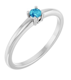 72314 Ring Set Platinum Natural Blue Zircon Round 3 Mm Polished Natural Blue Zircon Ring