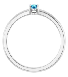 72314 Ring Set Platinum Natural Blue Zircon Round 3 Mm Polished Natural Blue Zircon Ring