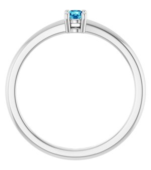 72314 Ring Set Sterling Silver Natural Blue Zircon Round 3 Mm Polished Natural Blue Zircon Ring