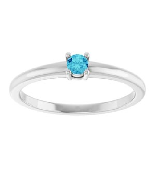 72314 Ring Set Sterling Silver Natural Blue Zircon Round 3 Mm Polished Natural Blue Zircon Ring