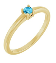 72314 Ring Set 14K Yellow Natural Aquamarine Round 3 Mm Polished Natural Aquamarine Ring