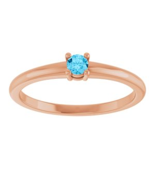 72314 Ring Set 14K Rose Natural Aquamarine Round 3 Mm Polished Natural Aquamarine Ring