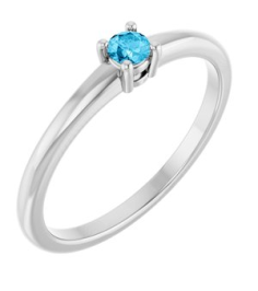 72314 Ring Set Platinum Natural Aquamarine Round 3 Mm Polished Natural Aquamarine Ring