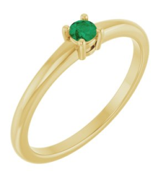 72314 Ring Set 14K Yellow Natural Emerald Round 3 Mm Polished Natural Emerald Ring