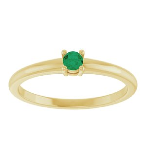 72314 Ring Set 14K Yellow Natural Emerald Round 3 Mm Polished Natural Emerald Ring