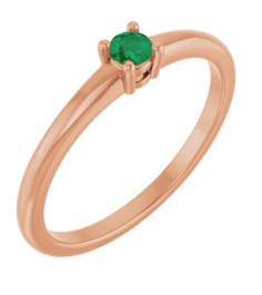 72314 Ring Set 14K Rose Natural Emerald Round 3 Mm Polished Natural Emerald Ring