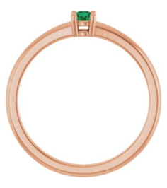 72314 Ring Set 14K Rose Natural Emerald Round 3 Mm Polished Natural Emerald Ring