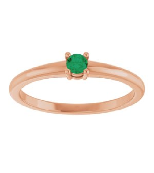 72314 Ring Set 14K Rose Natural Emerald Round 3 Mm Polished Natural Emerald Ring