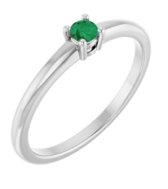 72314 Ring Set Platinum Natural Emerald Round 3 Mm Polished Natural Emerald Ring