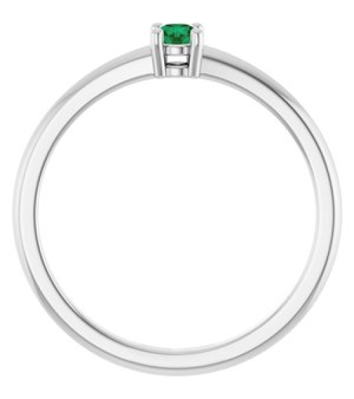 72314 Ring Set Platinum Natural Emerald Round 3 Mm Polished Natural Emerald Ring