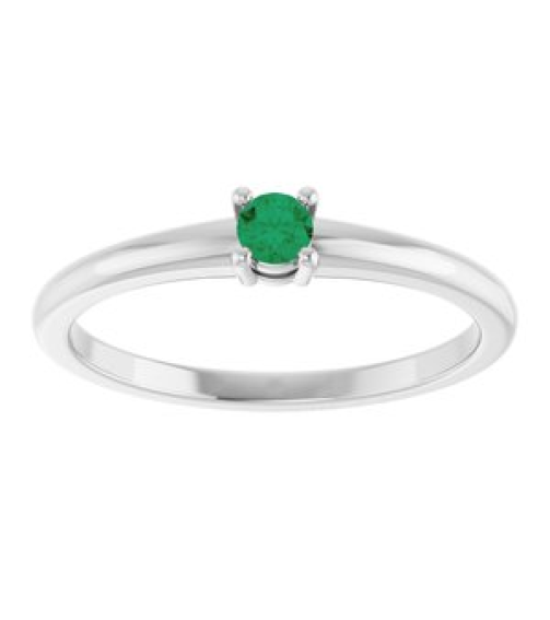 72314 Ring Set Platinum Natural Emerald Round 3 Mm Polished Natural Emerald Ring