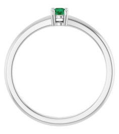 72314 Ring Set Sterling Silver Natural Emerald Round 3 Mm Polished Natural Emerald Ring