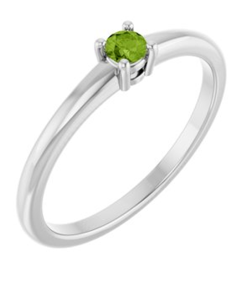 72314 Ring Set 14K White Natural Peridot Round 3 Mm Polished Natural Peridot Ring