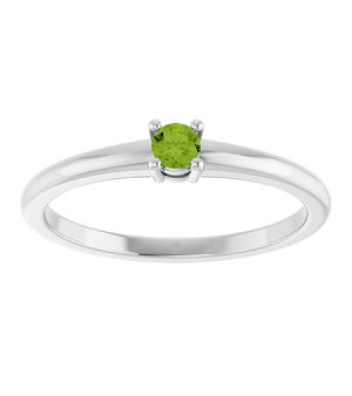 72314 Ring Set 14K White Natural Peridot Round 3 Mm Polished Natural Peridot Ring