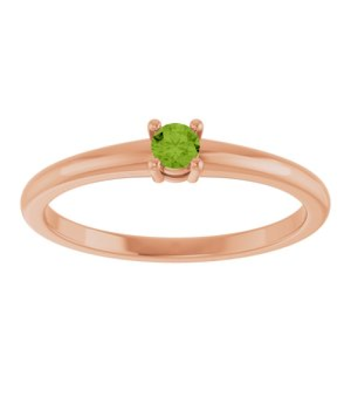 72314 Ring Set 14K Rose Natural Peridot Round 3 Mm Polished Natural Peridot Ring