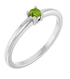 72314 Ring Set Sterling Silver Natural Peridot Round 3 Mm Polished Natural Peridot Ring