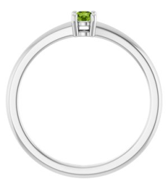 72314 Ring Set Sterling Silver Natural Peridot Round 3 Mm Polished Natural Peridot Ring