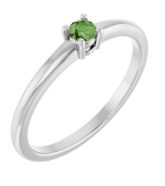 72314 Ring Set Platinum Natural Green Sapphire Round 3 Mm Polished Natural Green Sapphire Ring