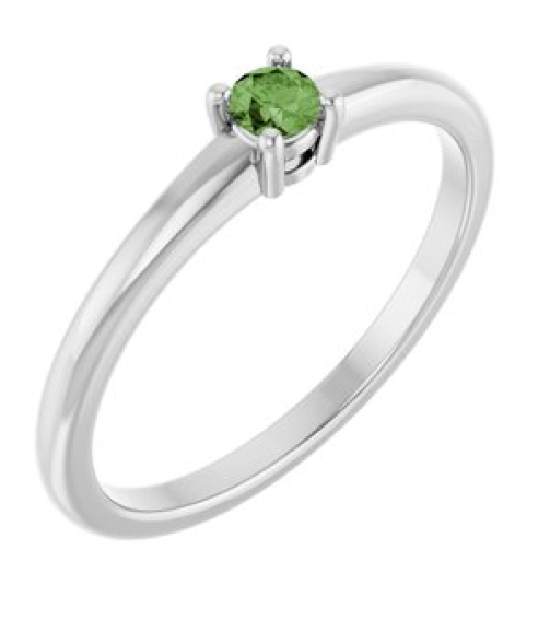 72314 Ring Set Platinum Natural Green Sapphire Round 3 Mm Polished Natural Green Sapphire Ring