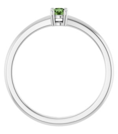 72314 Ring Set Platinum Natural Green Sapphire Round 3 Mm Polished Natural Green Sapphire Ring