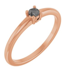 72314 Ring Set 14K Rose Natural Gray Spinel Round 3 Mm Polished Natural Gray Spinel Ring