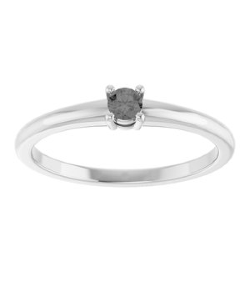 72314 Ring Set Platinum Natural Gray Spinel Round 3 Mm Polished Natural Gray Spinel Ring