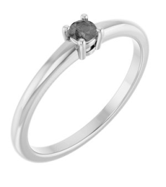 72314 Ring Set Sterling Silver Natural Gray Spinel Round 3 Mm Polished Natural Gray Spinel Ring