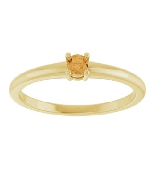 72314 Ring Set 14K Yellow Natural Citrine Round 3 Mm Polished Natural Citrine Ring