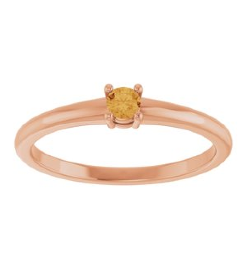 72314 Ring Set 14K Rose Natural Citrine Round 3 Mm Polished Natural Citrine Ring