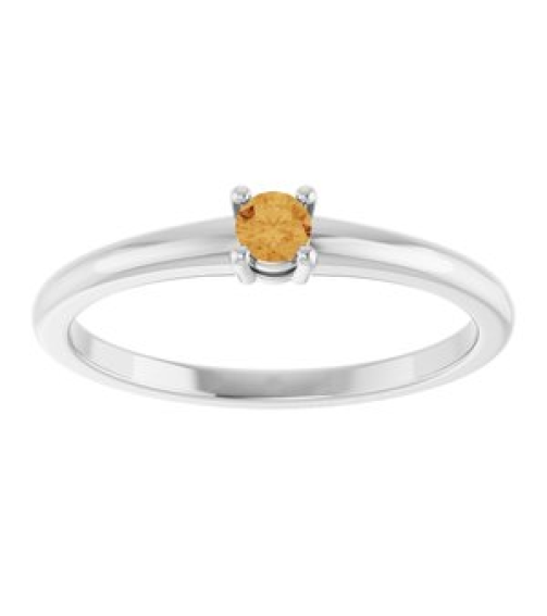 72314 Ring Set Platinum Natural Citrine Round 3 Mm Polished Natural Citrine Ring